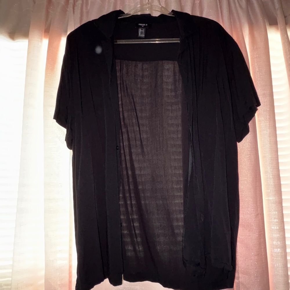 Black Sheer Short sleeve forever 21 mens L